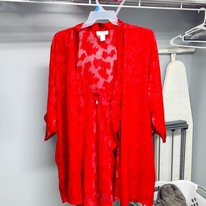 Red chemise and matching robe, size 1x, brands Amelia's matching set